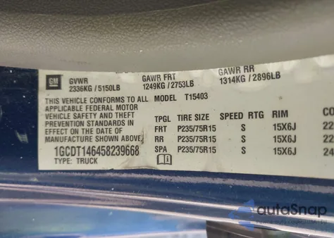 2005 Chevrolet Colorado из США, поврежденный, VIN 1GCDT146458239668